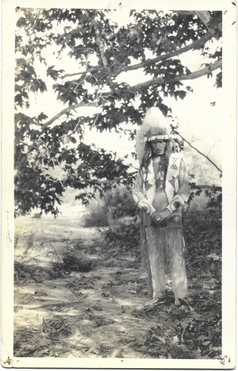 Chief Little Bison, Rich's grandfather, in traditional Lakota Sioux clothing